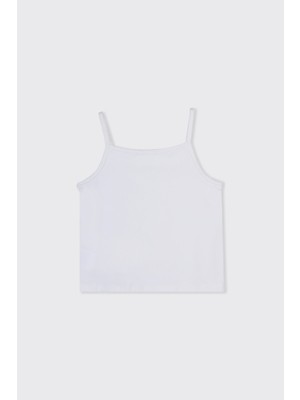 Panço Kız Çocuk Yaka Detaylı Fisto Beyaz Bluz