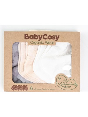 CSYC1008 Bebek 6'lı Çorap %100 Organik Pamuk Bebek - Yenidoğan - CSYC1008