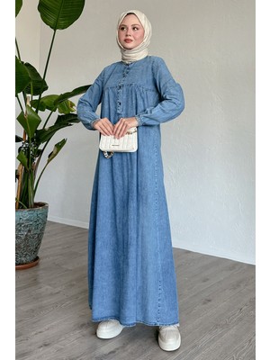 inStyle Robalı Patlı Indigo Kot Elbise