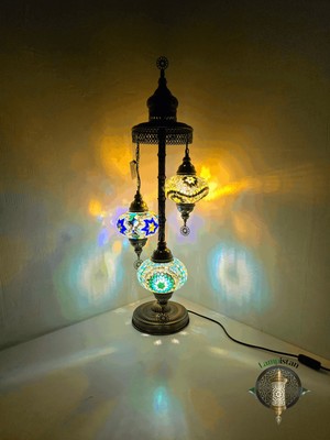 Allians El Yapımı 3'lü Mozaik Camlı Modern Lambader Seti