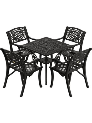 Ivf Siyah  Kare Masa + 4'lü Cunda Sandalye