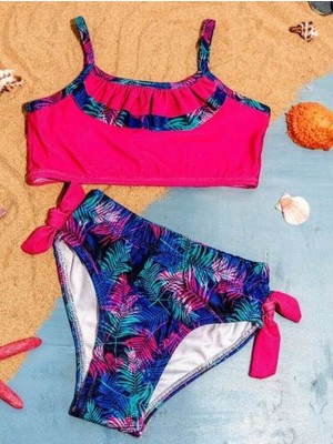 Elayza Fırfırlı Fiyonklu Kız Çocuk Ikili Mayo Set - Bikini Takımı