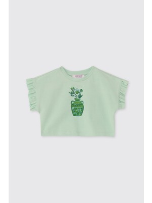 Panço Kız Bebek Kısa Kollu Mint Tişört