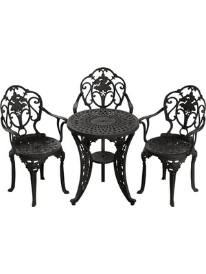 Ivf Siyah  Fiskos Masa + 3'lü Isparta Sandalye
