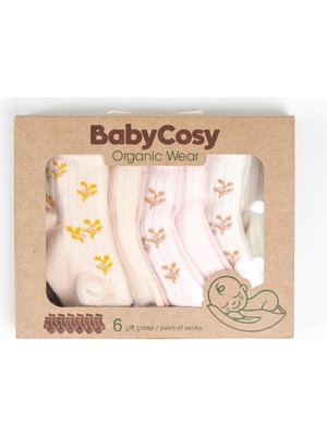 CSYC1007 Bebek 6'lı Çorap %100 Organik Pamuk Bebek - Yenidoğan - CSYC1007