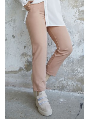 inStyle Yüksek Bel Pensli Duble Kumaş Pantolon - Sütlü Kahve