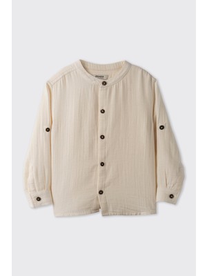 Panço Erkek Bebek Uzun Kollu Hakim Yaka Bej Gömlek