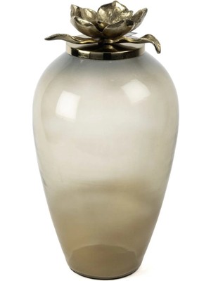 Mikasa Moor Küp Saydam Cam Kahve Lotus Gold Kapaklı 48X26 cm