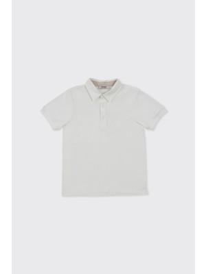 Panço Erkek Çocuk Kısa Kollu Ekru Polo Yaka Tişört