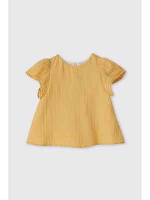 Panço Kız Bebek Sarı Müslin Bluz