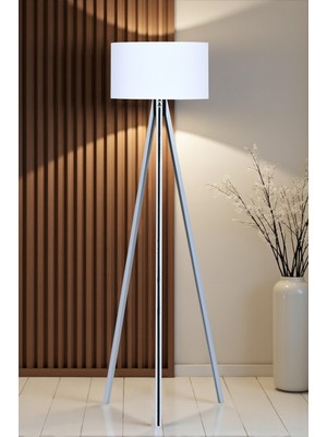 Allians Şık Ahşap Gövdeli Gri Siyah Detaylı Modern Lambader