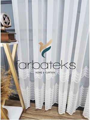 Farbateks Alt Dalga Düz Sade Modern Tül Perde 3kat Pilei Tül Perde