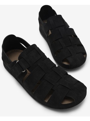 Tonny Black Erkek Siyah Rahat Kalıp Poli Taban Kapalı Sandalet