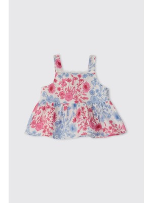 Panço Kız Bebek Çiçek Desenli Pembe Bluz