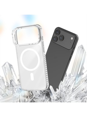 iPhone 17 Pro Kılıf M-Safe Uyumlu Metal Kamera Çerçeveli Airbag Lenyes CK221 Sert Pc Kapak Şeffaf