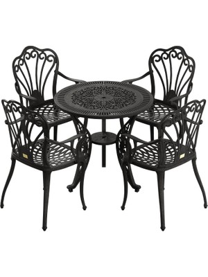 Ivf Siyah Yuvarlak Masa + 4'lü Istanbul Sandalye