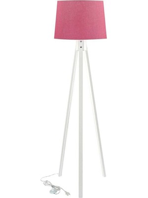 Allians Şık 3 Ayaklı Tripod Lambader, Fuşya ve Beyaz Renk, Modern Tasarım