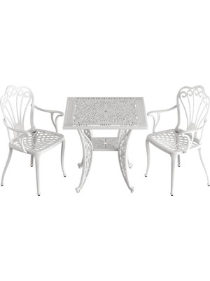 Ivf Beyaz Kare Masa + 2'li Istanbul Sandalye