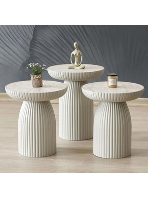 Msy Home Diamond 3'lü Bohem Mantar Zigon ve Orta Sehpa Yan Sehpa Seti