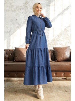 inStyle Betty Bebe Yaka Kot Elbise - Mavi