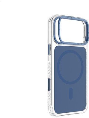 iPhone 17 Pro Kılıf M-Safe Uyumlu Metal Kamera Çerçeveli Airbag Lenyes CK221 Sert Pc Kapak Mavi