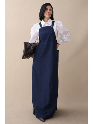 inStyle Çift Cepli Askılı Mavi Kot Salopet