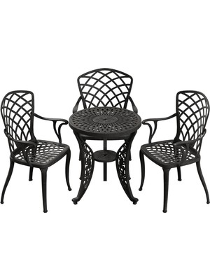 Ivf Siyah Fiskos Masa + 3'lü Hitit Sandalye