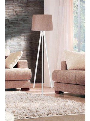 Allians Modern Beyaz Ayaklı Lambader, Şık Gülkurusu Şapka ile Şıklık Katın