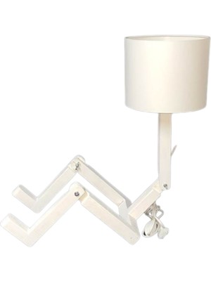 Allians Şık Beyaz Ahşap Oturan Adam Figürlü Abajur, Zarif ve Modern Tasarım