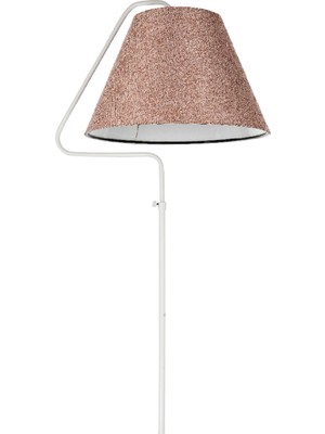 Allians Modern Üçgen Beyaz Metal Lambader, Gül Kurusu Kumaş Şapka, Salon Aydınlatması