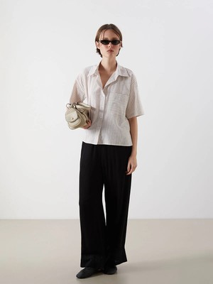 Lc Waikiki Yeni Sezon Beli Lastikli Dokulu Geniş Paça Kadın Pantolon