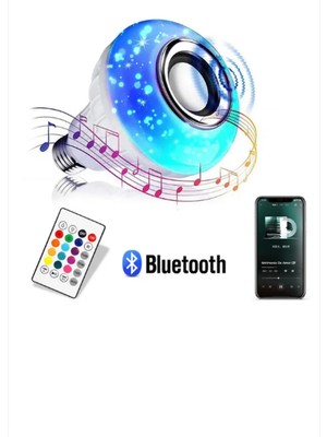 Allians Bluetooth LED Akıllı Ampul ve Hoparlör, 12 Renkli Kumandalı, Beyaz