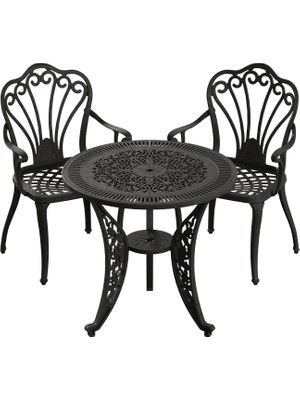 Ivf Siyah Yuvarlak Masa + 2'li Istanbul Sandalye