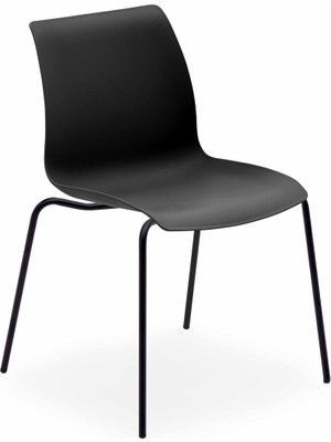 Tilia Laser-M Polipropilen Sandalye Siyah - Mutfak, Kafe, Restoran İçin, İç Mekan, Siyah Metal Ayak