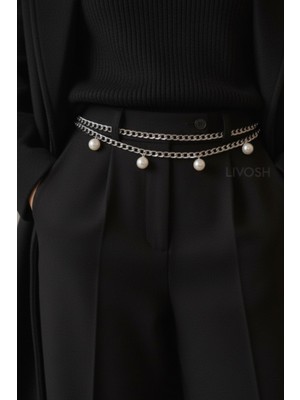 Özbience Inci Detaylı 2 Sıralı Zarif Bel Zinciri Takı