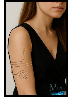 Özbience Yılan Figürlü Kadın Bileklik, Ayarlanabilir Spiral Kol Aksesuarı