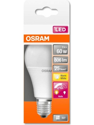 Allians Sıcak Beyaz 9W LED Lamba, Hareket Sensörlü, Klasik Armut Şekli