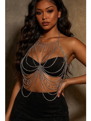 Özbience Zincirli Kelebek Tasarımlı Şık Vücut Aksesuarı