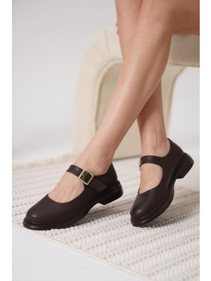 Senzora Acıkahve Cilt Kadın Günlük Casual Klasik Ayakkabı