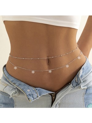 Özbience Beyaz Kar Tanesi Detaylı Iki Sıra Bel Zinciri, Şık ve Zarif Aksesuar