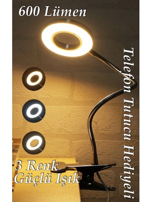 Allians Çok Fonksiyonlu LED Masa Lambası, Ayarlanabilir Işık, USB Girişli, 3 Renk