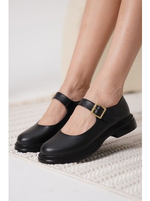 Senzora Siyah Cilt Kadın Günlük Casual Klasik Ayakkabı