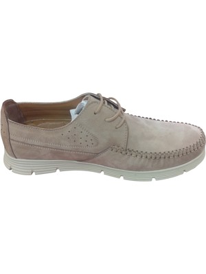 Modayak Enes Kum Nubuk Bağcıklı Beyaz Poli Taban Hakiki Deri Erkek Ayakkabı