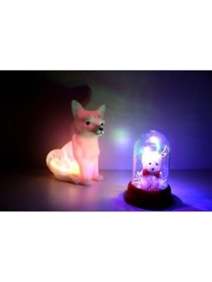 Allians Renkli Fanusta Ayıcık ve Kar Tilkisi Gece Lambası, LED Işıklandırma ile Şık ve Sevimli