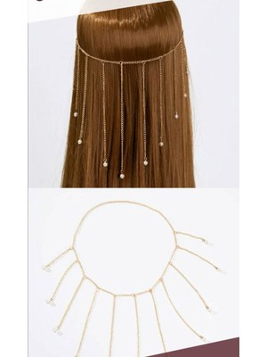 Özbience Şık ve Modern Inci Detaylı Saç Zinciri, Tarzınıza Zarafet Katacak Aksesuar