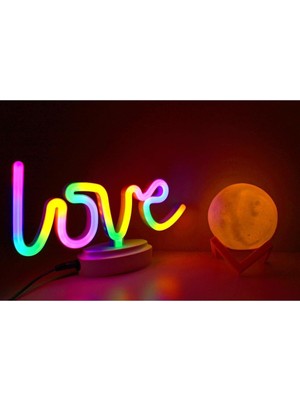 Allians 3D Neon Gece Lambası, Renkli Küre Tasarımı, Sıcak ve Parlak Atmosfer