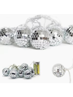 Allians Mini Disko Topu Seti, 10'lu LED Zinciri, Pilli, Dekoratif Işıklandırma