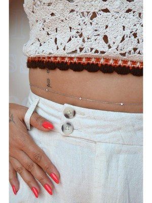 Özbience Şık Taşlı Ince Zarif Bel Zinciri Uzun Kolye