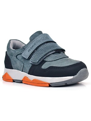 Ortopedikal 3880 Rakerplus Hakiki Deri Siyah-K.gri Çocuk Sneakers Spor Ayakkabı Cırtlı