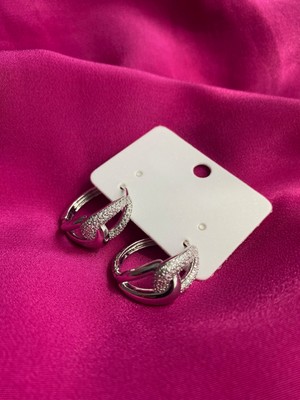 Xuping Kadın Gümüş Renk Zirkon Taşlı Sonsuzluk Düğümü Küpe